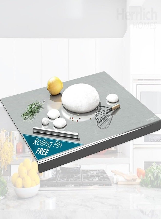 KIMEE Large Countertop Stainless Steel Chopping Board for Kitchen,Fruit and Vegetable Cutting & Chopping Board (Pack of 1) - Image 4